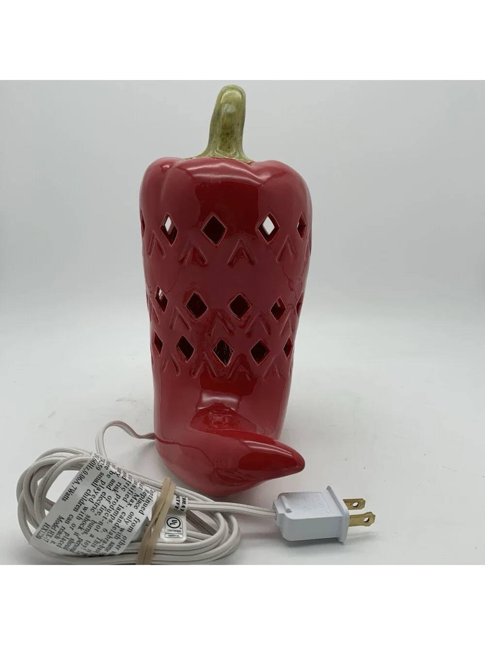 Unbranded Ceramic Red Chili Pepper Porcelain Lantern Lamp Works 9”